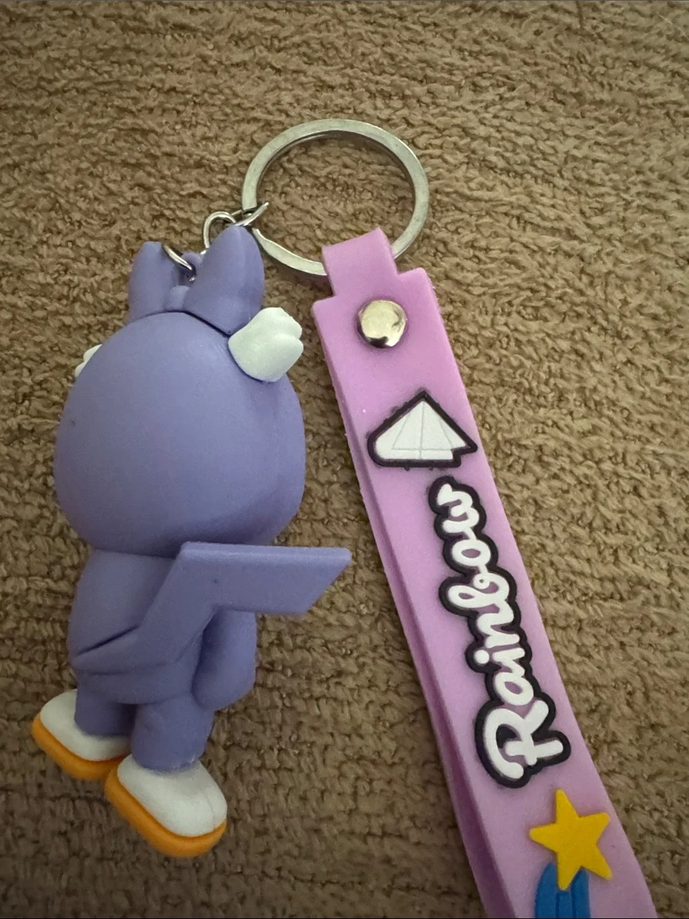 Rainbow Purple Daisy Duck Backpack Keychain with Pink Strap
